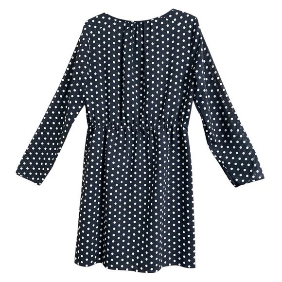 J.Crew Black & Cream Polka Dot Long Sleeve Dress 6 - Picture 2 of 7